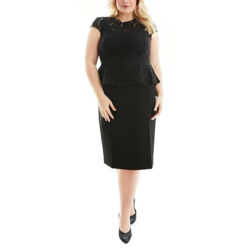 Gravitas Julia Lace Peplum Sheath Dress - Black - size 8